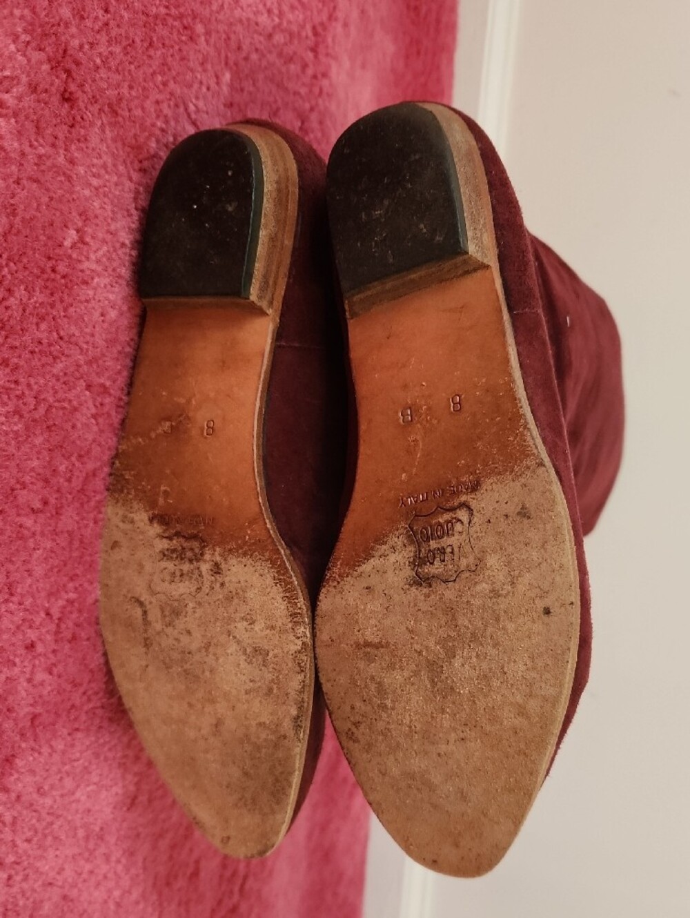 Tall Suede Knee Boots in Burgundy - Picture 4 of 4
